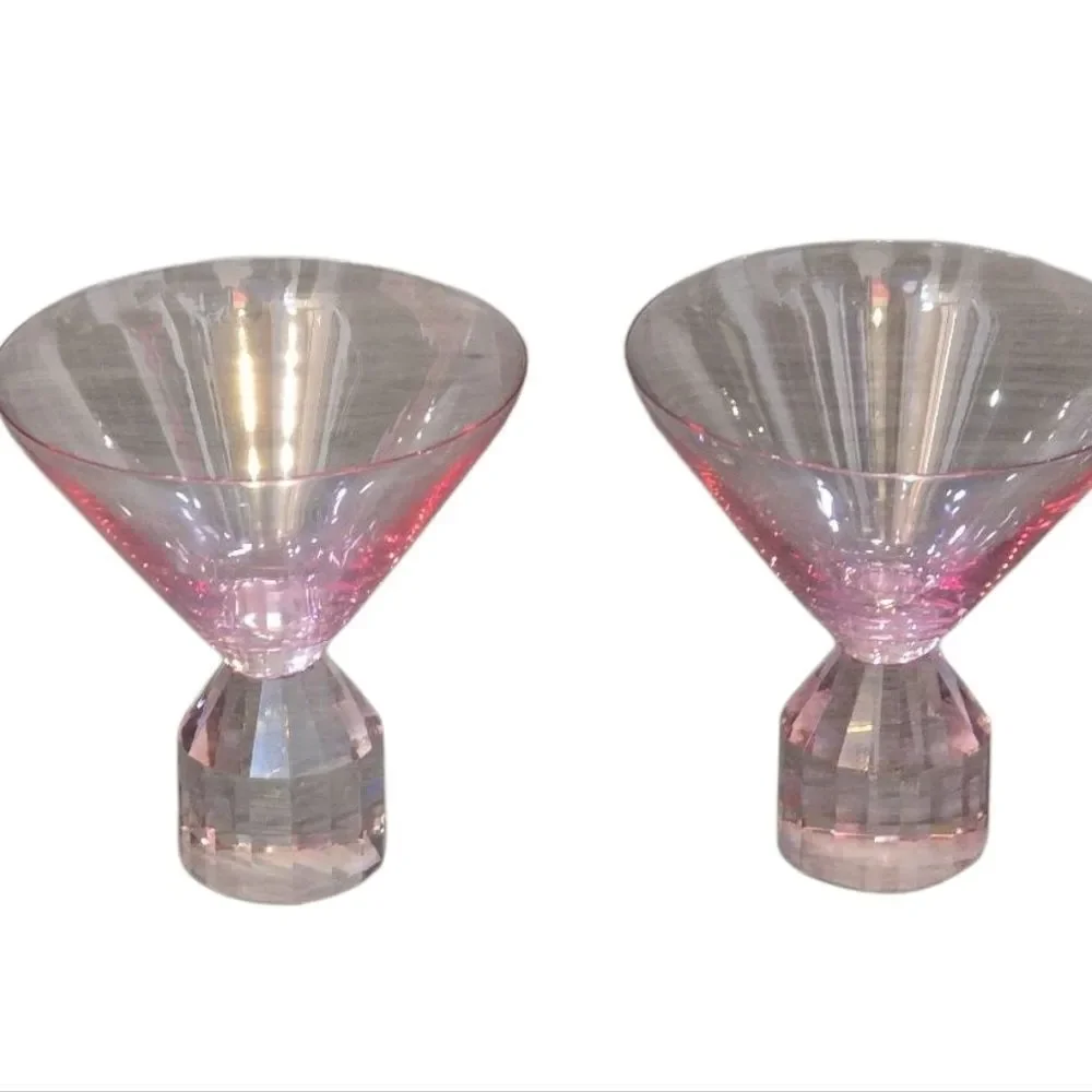 At Home Elegant Pink Crystal‎  Martini Glasses Set